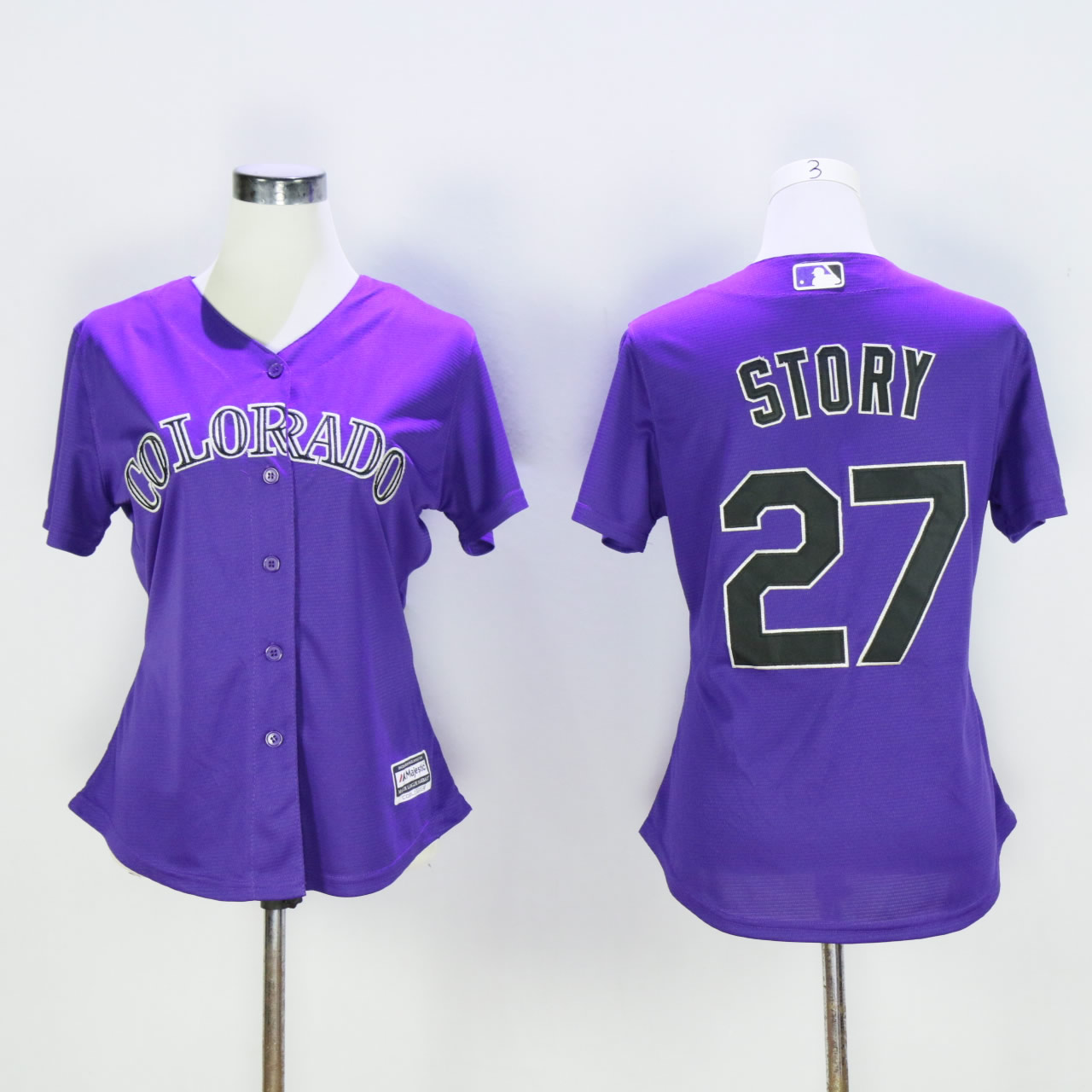 Women Colorado Rockies #27 Story Purple MLB Jerseys->women mlb jersey->Women Jersey